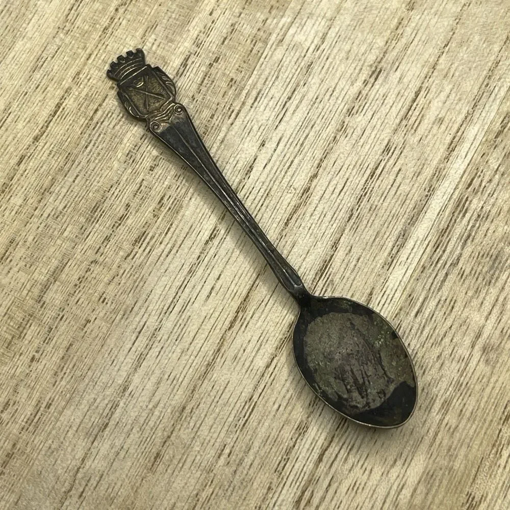 VTG ATQ EX. PRNS. Sweden Silver Plate Collector Souvenir Spoon Patina Tarnished